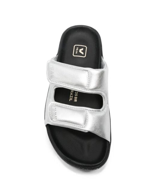Veja White Etna Touch-Strap Flat Sandals