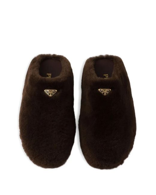 Mules Scuff En Daim Prada en coloris Brown