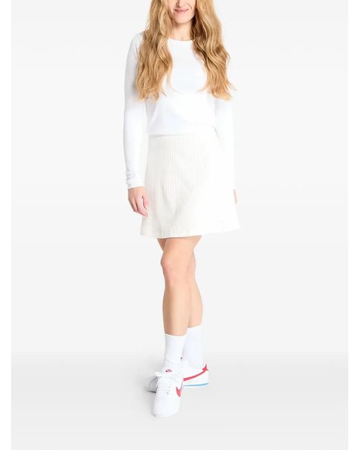 Nike White Ribbed-Knit Mini Skirt
