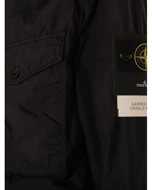 Abrigo con efecto arrugado Stone Island de hombre de color Black