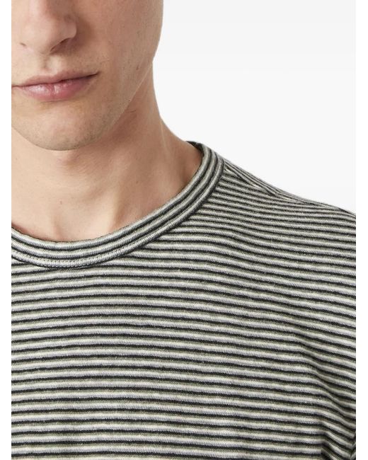 Officine Generale Gray Horizontal-Stripe Long-Sleeve T-Shirt for men