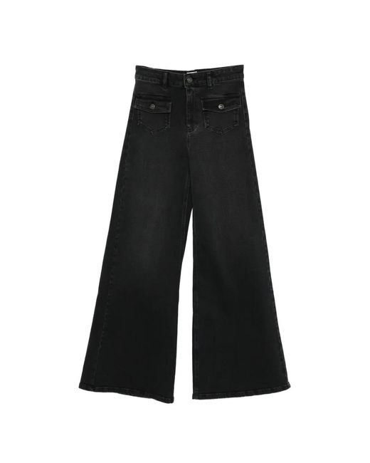 MAISON 123 Black Pocket Flared Jeans