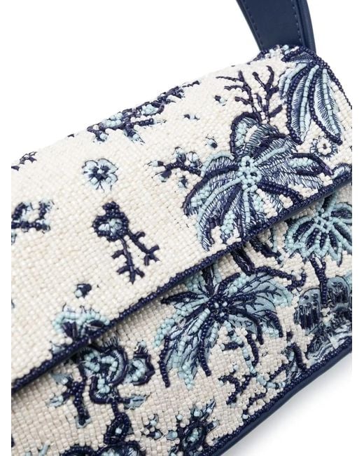 Staud Blue Tommy Beaded Shoulder Bag
