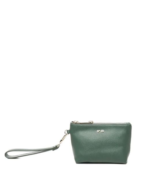 V73 Green Logo-Lettering Clutch Bag