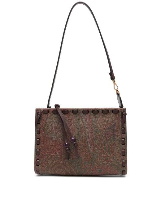 Etro Brown Paisley-Jacquard Clutch Bag