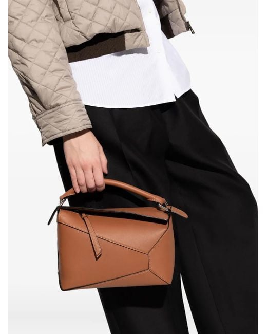 Loewe Brown Small Puzzle Edge Panelled Tote Bag