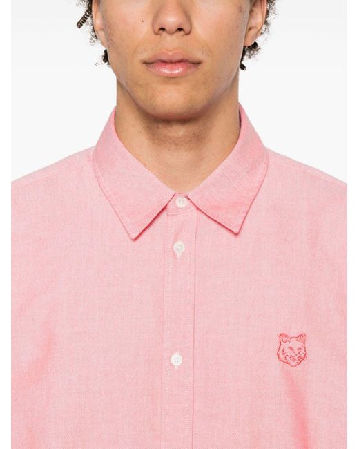 Camisa con bordado Contour Fox Head Maison Kitsuné de hombre de color Pink
