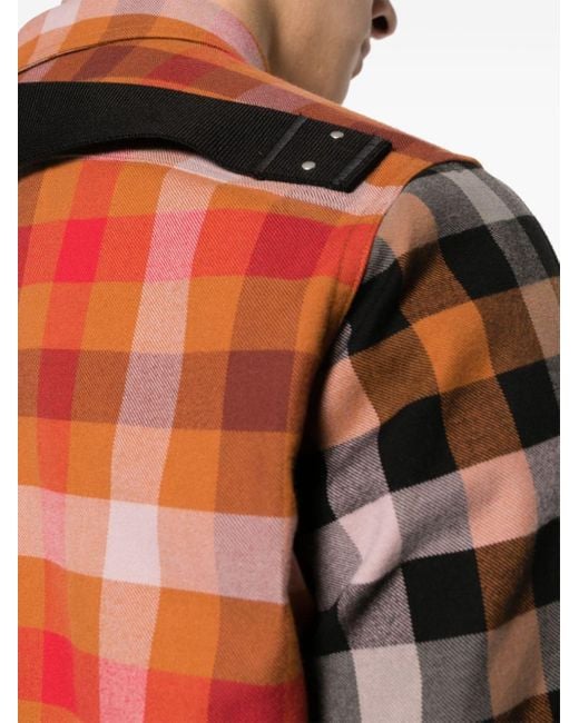 Chemise en flanelle à carreaux Rick Owens pour homme en coloris Orange