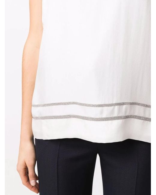 Fabiana Filippi White Chain-Link Trim Vest Top