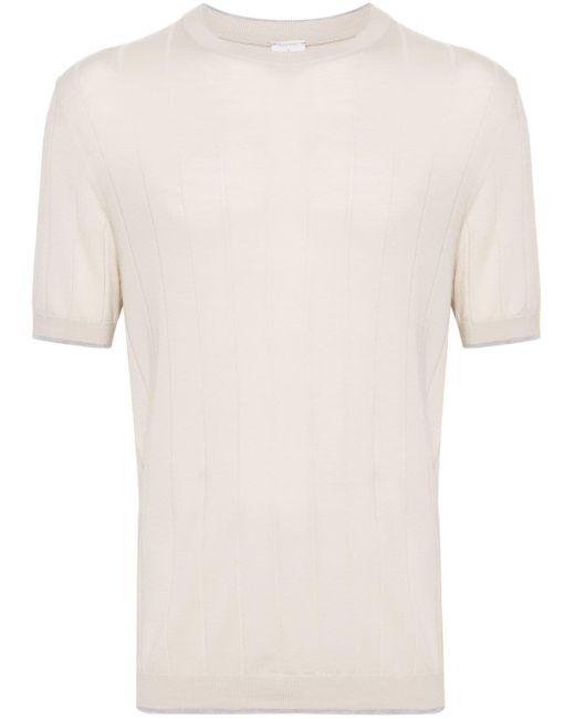 Eleventy Natural Ribbed Wool T-shirt for men