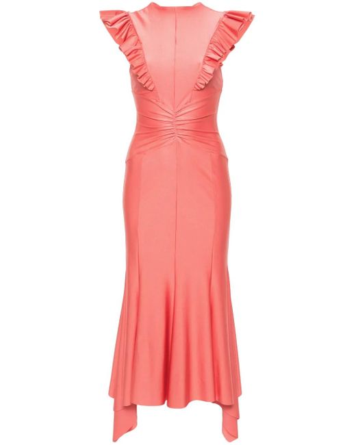 Philosophy Di Lorenzo Serafini Pink Ruffled Midi Dress