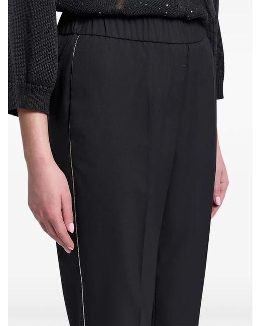 Peserico Black Side-Stripe Pressed-Crease Trousers