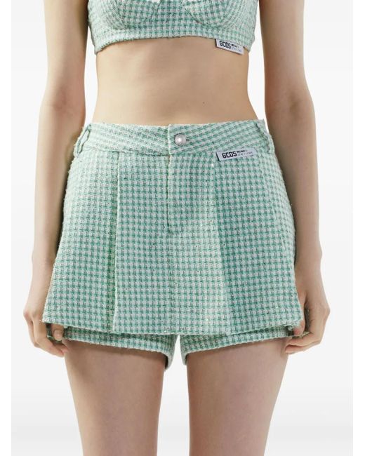 Gcds Blue Checked Shorts