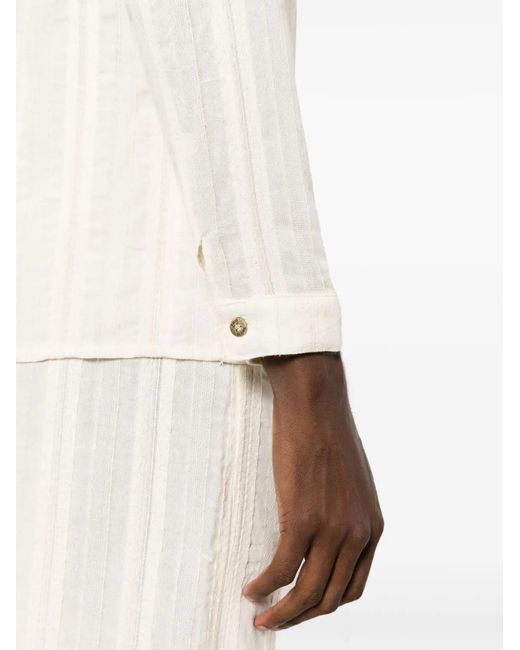 Amir Slama White Striped Jacquard Cotton Shirt for men