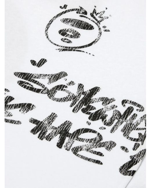 Aape By A Bathing Ape White Moonface-Print T-Shirt for men
