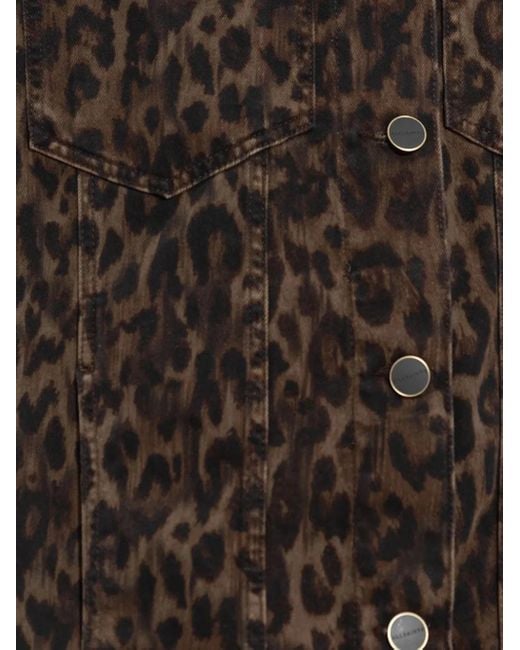 AllSaints Brown Jeansjacke mit Leoparden-Print