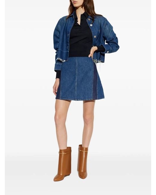 Givenchy Blue Panelled A-Line Mini Skirt