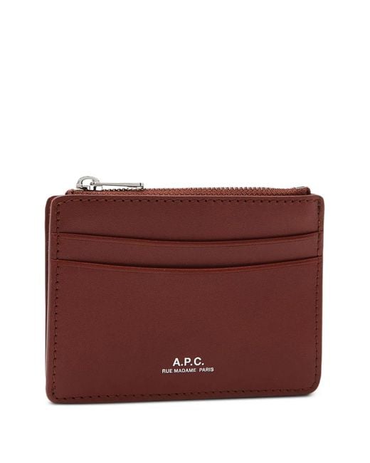 A.P.C. Purple Zip-Top Cardholder for men