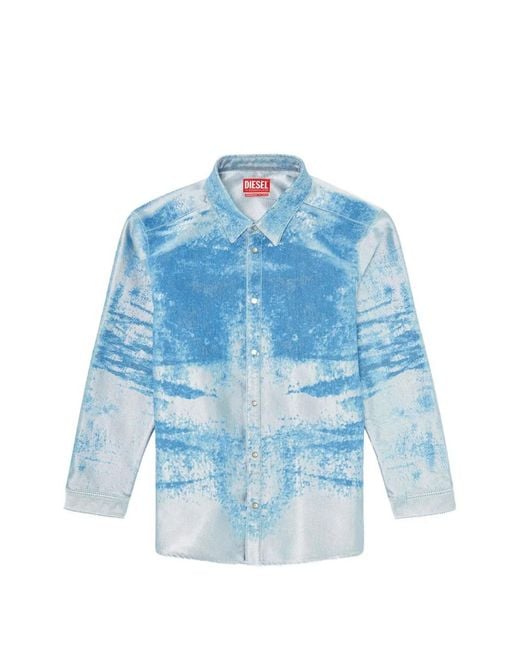 DIESEL Blue D-Kelmar-Fsi Denim-Effect Shirt for men