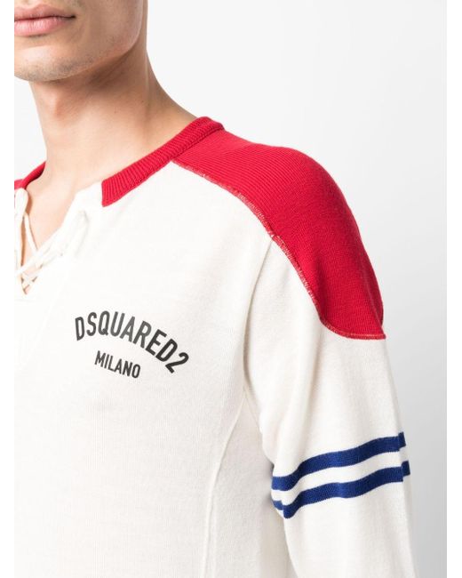 DSquared² White Logo-print Knitted Jumper for men