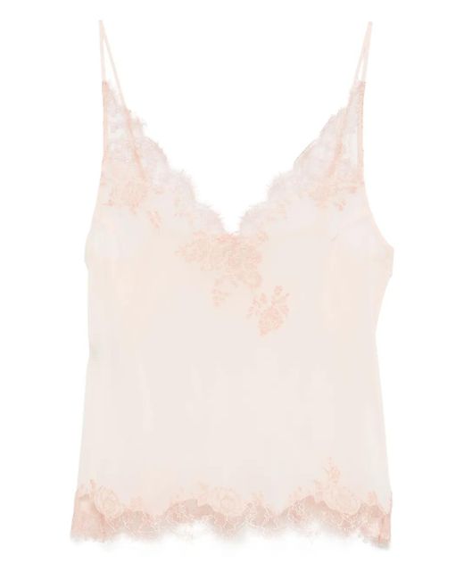 Carine Gilson Pink Caudry-Lace Silk Camisole