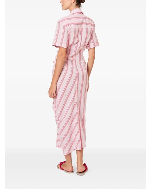 Rosie Assoulin Pink Ruffled Shirt Dress