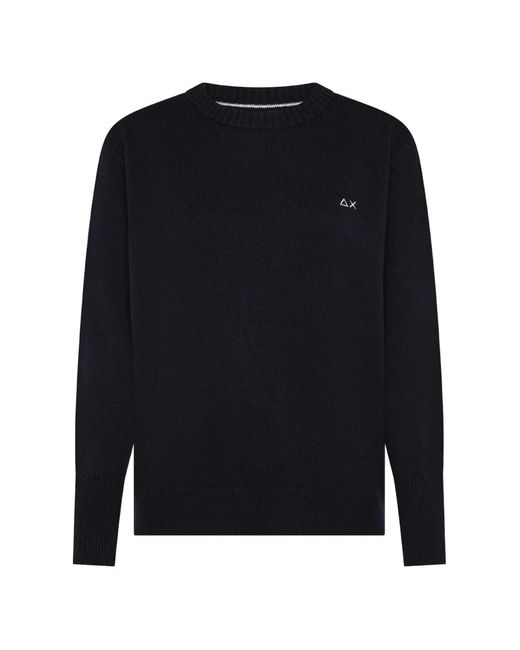 Sun 68 Blue Logo Crew Neck Sweater