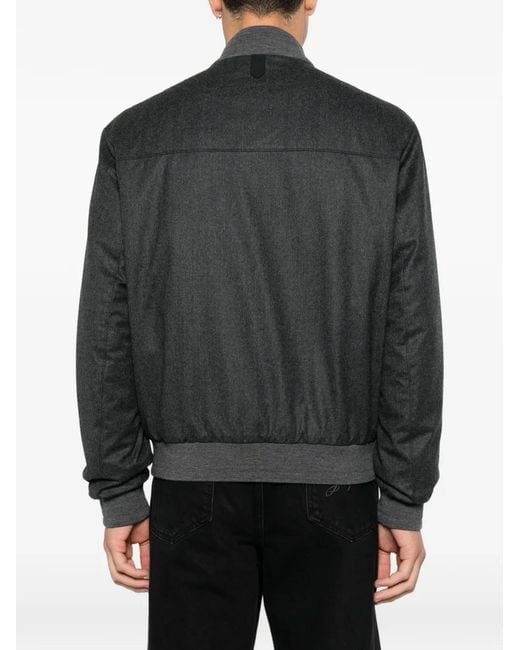Canali Gray Wool Zip-Up Jacket for men