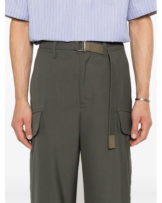 Sacai Gray Wide-Leg Cargo Trousers for men