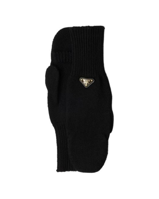 Wool Mittens di Prada in Black