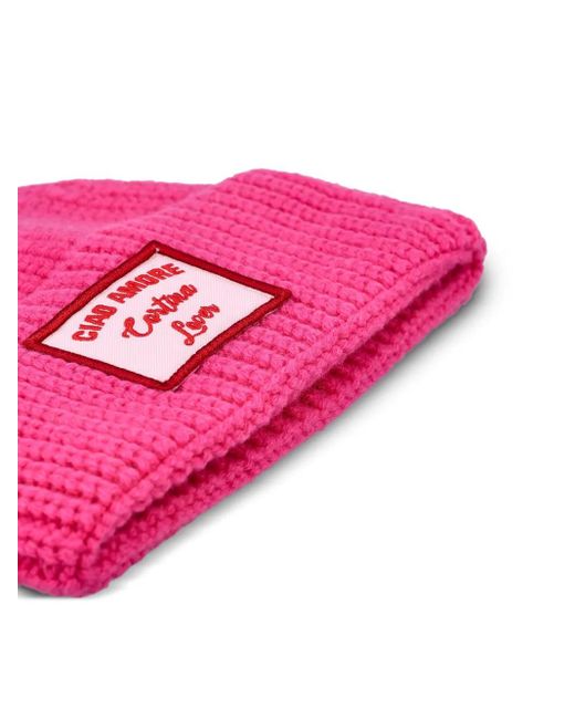 Berretto A Coste Con Applicazione di Giada Benincasa in Pink