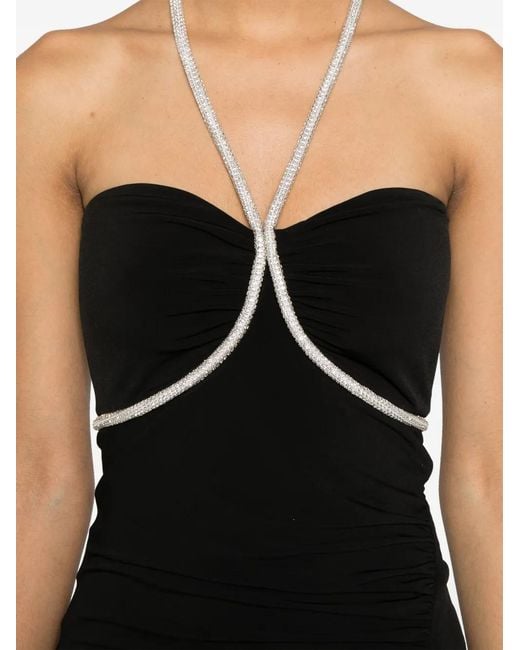 Nissa Black Crystal-Embellished Maxi Dress