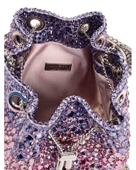 Jimmy Choo Purple Bon Bon Crystal-embellished Bucket Bag