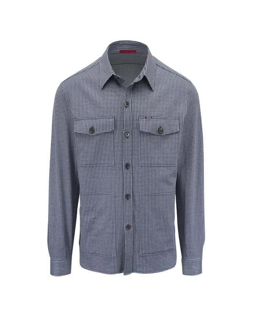 Isaia Button-Down Shirtjack Met Zak in het Blue voor heren