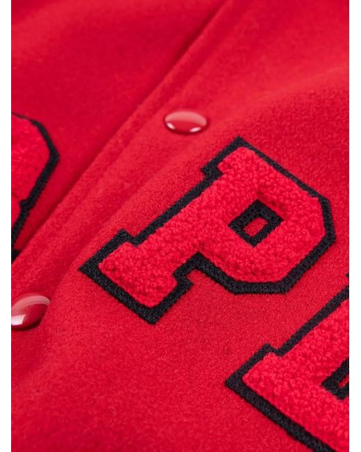 Purple Brand Red Logo-Appliqué Varsity Bomber Jacket for men