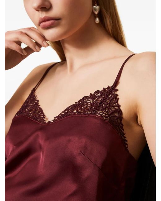 Twinset Red Lace-Trimmed Top