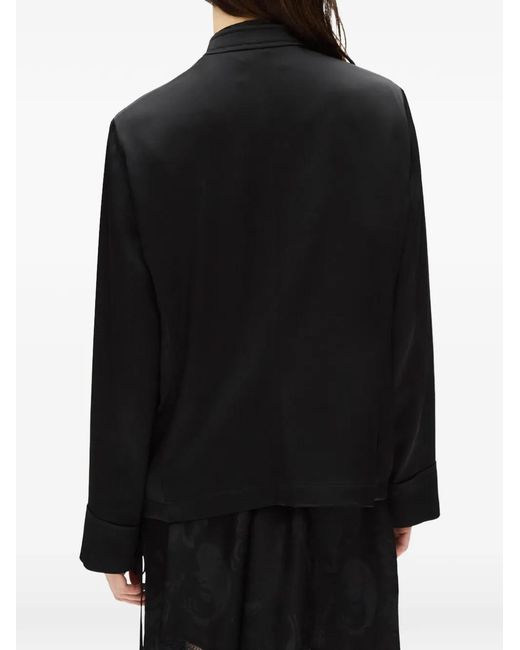 Ann Demeulemeester Black Zaya Satin-Finish High-Neck Jacket