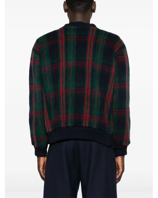 Aspesi Black Check Wool Cardigan for men