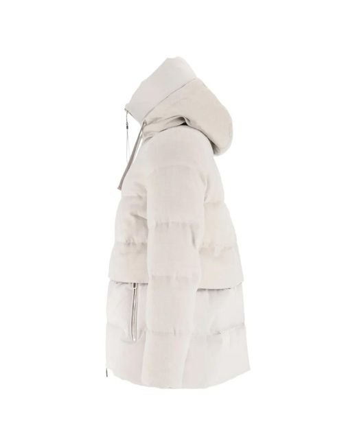 DUNO White Hooded Puffer Jacket