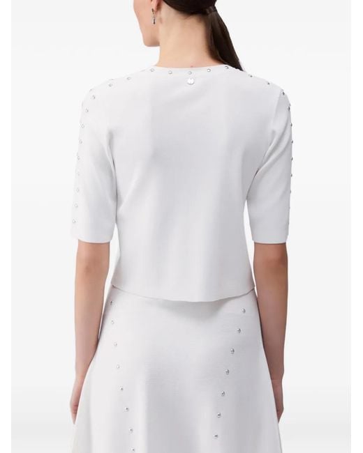 Liu Jo White Studded Knitted Top