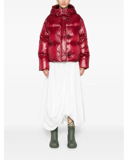 Fay Red Hooded Puffer Jacket