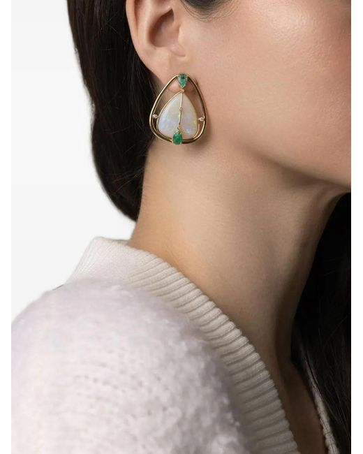 DENISE CASSOU Green Opal And Emerald Earrings