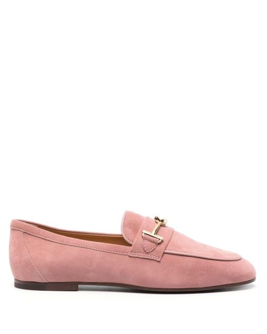 Tod's Pink Gommino Driving Suede Loafers