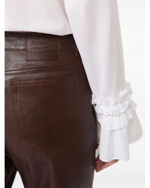 Max Mara Brown Leather Trousers