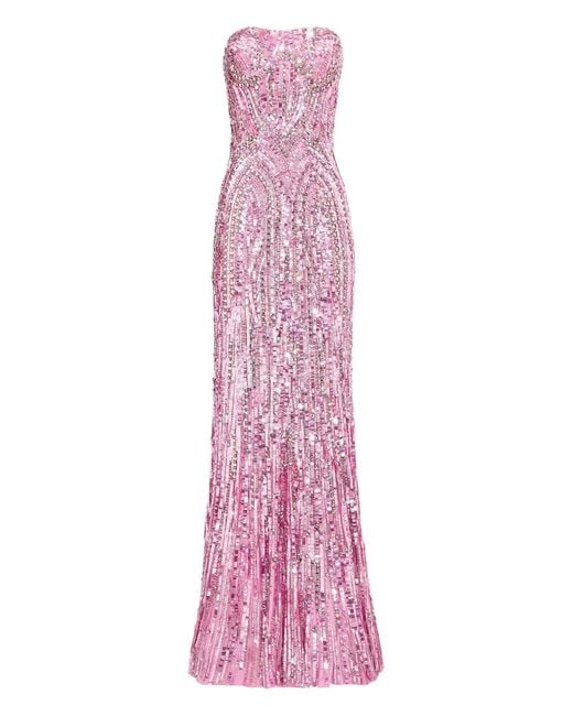 Jenny Packham Pink Euphoria Sequin-Embellished Strapless Dress