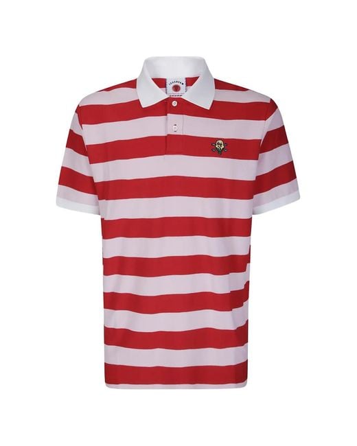 ICECREAM Red Cones & Bones Striped Polo Shirt for men