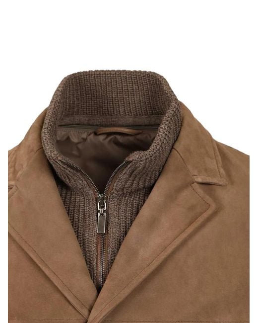 Al Duca D'aosta Brown Panelled Notch-Lapel Jacket for men