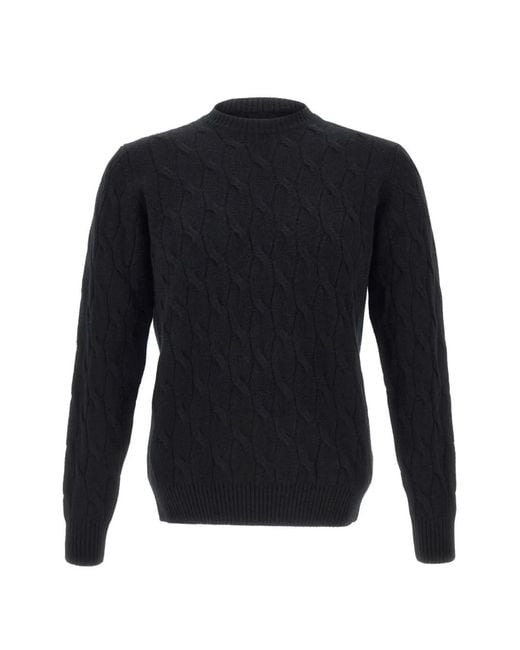 FILIPPO DE LAURENTIIS Blue Cable-Knit Ribbed Sweater for men