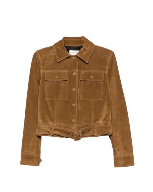 Saint Laurent Brown Belted Suede Jacket
