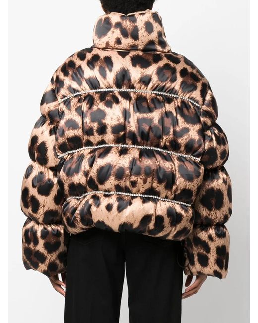 Philipp Plein Natural Leopard-Print Puffer Jacket